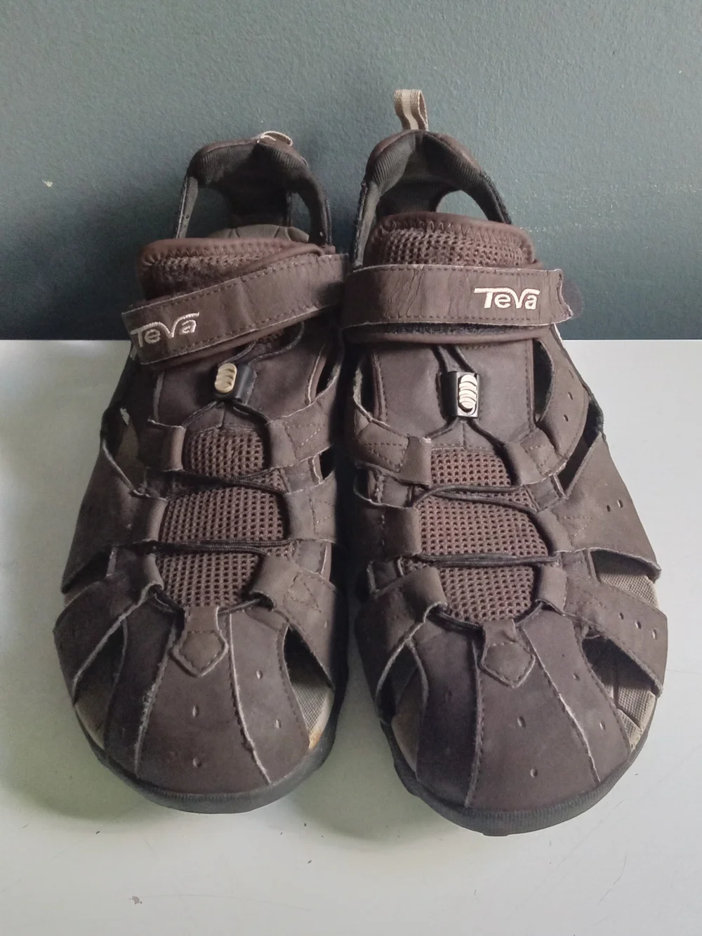 Teva Dozer Brown Nubuck Mesh Hybrid Hiking Sandals Mens Closed Toe Water Shoes